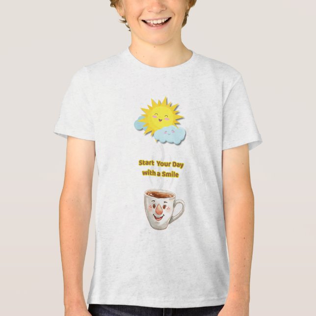 Camiseta Hora do Café – Xícara Sorridente Fofa (Frente)