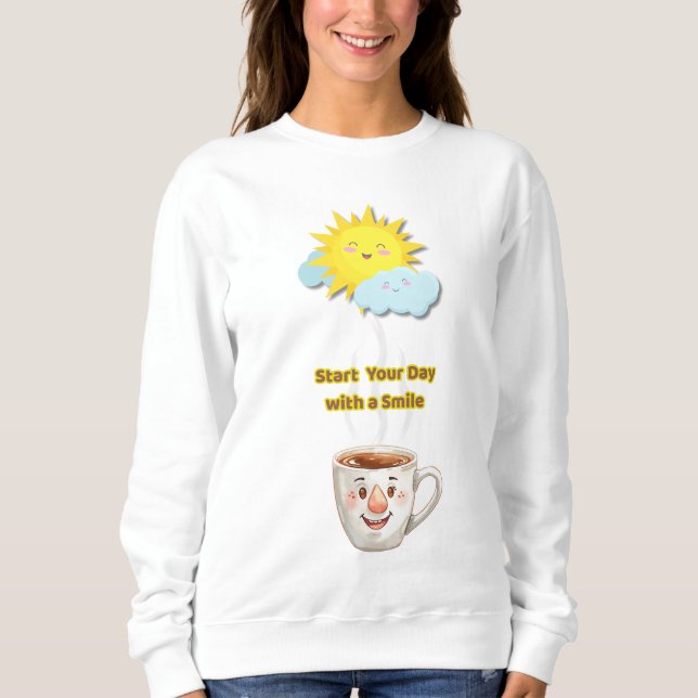 Camiseta Hora do Café – Xícara Sorridente Fofa (Frente)