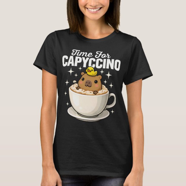 Camiseta Hora do Capyccino Capivara Engraçada (Frente)