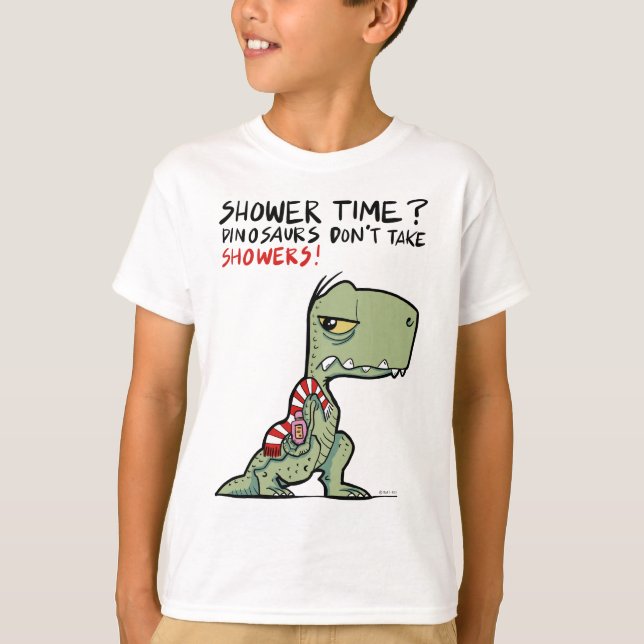 Camiseta Hora do chá? Cartoon T-Rex Dinossaur Encantado (Frente)
