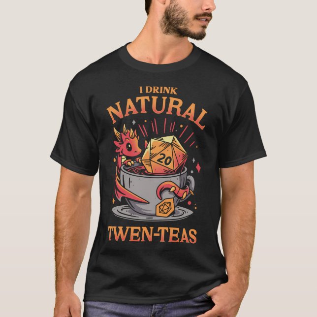 Camiseta Hora do Chá D20 - Bebida do Roleplayer (Frente)