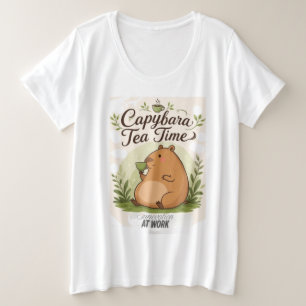 Camiseta Hora do Chá do Capivara Capivara Fofa Bebendo Ch