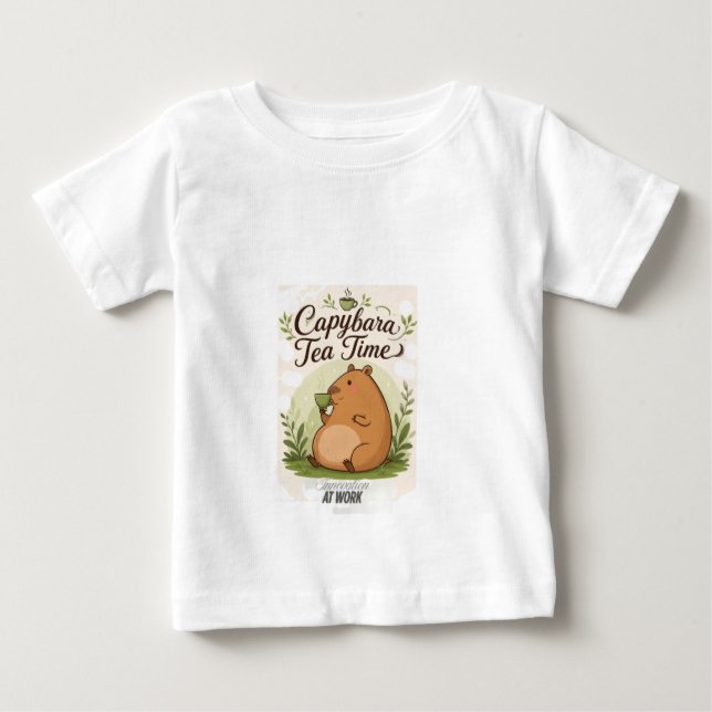 Camiseta Hora do Chá do Capivara | Capivara Fofa Bebendo Ch (Frente)