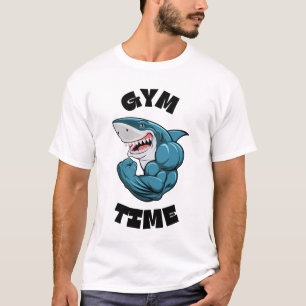Camiseta Hora do Ginásio Tubarão Flexionando - Fitness Dive