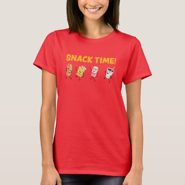 Camiseta Hora do lanche! Pipoca-doce-retrô (Frente)