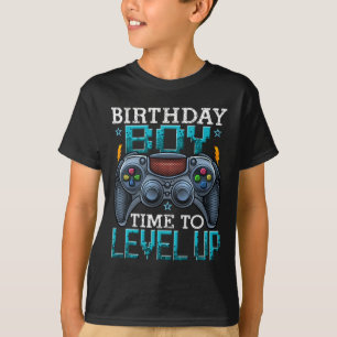 Camiseta Hora do Menino Subir de Level Vídeo Game Aniversár