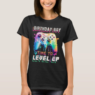 Camiseta Hora do Menino Subir de Nível Festa de Aniversário