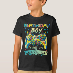 Camiseta Hora do Menino Subir de Nível Vídeo Game Aniversár