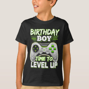Camiseta Hora do Menino Subir de Nível Video Game Aniversár