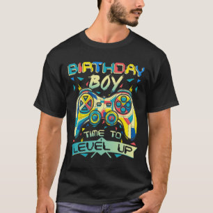 Camiseta Hora do Menino Subir de Nível Vídeo Game Aniversár