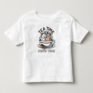 Camiseta Hora do Tea Meow - Design de Gato e Chá