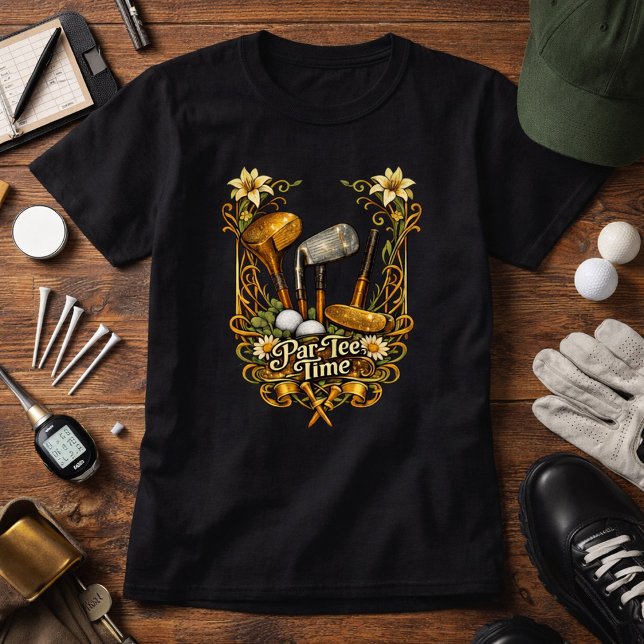Camiseta Hora do Tee de Golfe Dourado (Criador carregado)