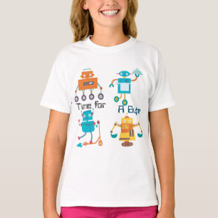Camiseta Hora dos Robôs das Crianças Engraçadas por um B