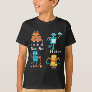 Camiseta Hora dos Robôs das Crianças Engraçadas por um Byte