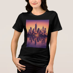 Camiseta Hora Dourada Silhueta da Cidade Moderna – Urbano M