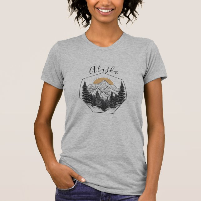 Camiseta Horário das Montanhas Desenho do Alasca (Frente)