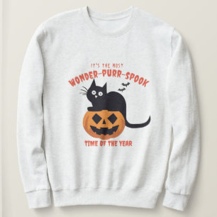 Camiseta Horário de Halloween Pumpkin Spod, Gato Negro
