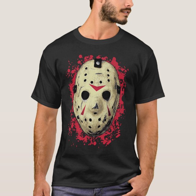 Camiseta Horário de hóquei de férias de GOALIE MASK hallowe (Frente)
