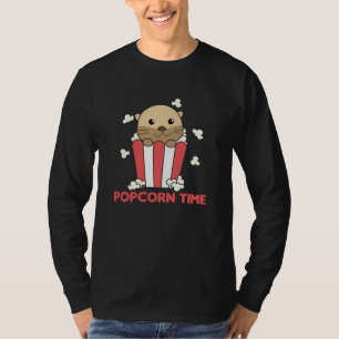 Camiseta Horário de Otter Popcorn Pop Star Poppin Engraçado