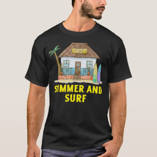 Camiseta Horário de surfe Horário de verão no acampamento d