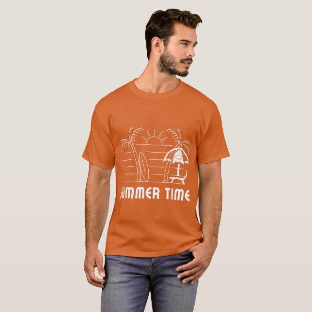 Camiseta Horário de verão, laranja (Frente Completa)