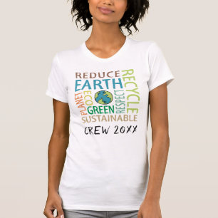 Camiseta Horário do Word Art Crew 20XX Personalizado