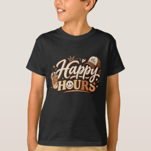 Camiseta Horas Felizes Tipografia Marrom e Creme Vintage