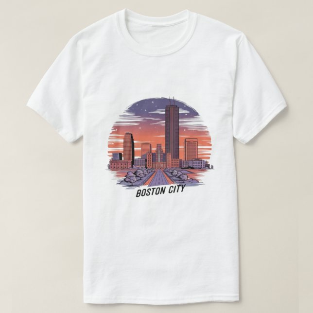 Camiseta Horizonte da Cidade de Boston, Boston Ma EUA (Frente do Design)