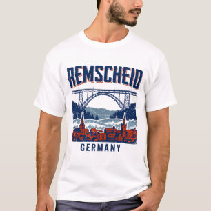 Camiseta Horizonte da Cidade de Remscheid Alemanha Com Pont