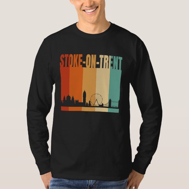 Camiseta Horizonte da Cidade de Stoke On Trent (Frente)