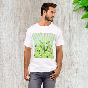 Camiseta Horizonte da Cidade Verde Eco com Folhas Flutuante