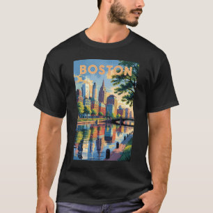 Camiseta Horizonte de Boston Massachusetts Viagem Arte Vint