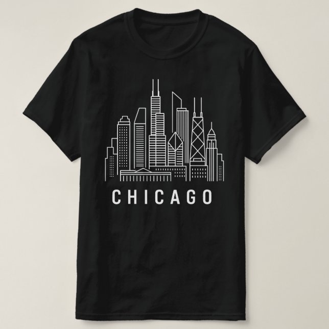 Camiseta Horizonte de Chicago City Illinois | Presente Band (Frente do Design)