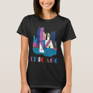Camiseta Horizonte de Chicago Moderno Abstrato Viagem