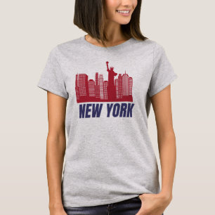 Camiseta Horizonte de Nova York & Liberdade Minimalista