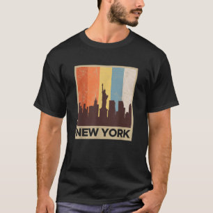 Camiseta Horizonte de Nova York Vintage Retro 70 s NYC Gráf