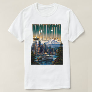 Camiseta Horizonte de Seattle em Washington Evergreen Mount