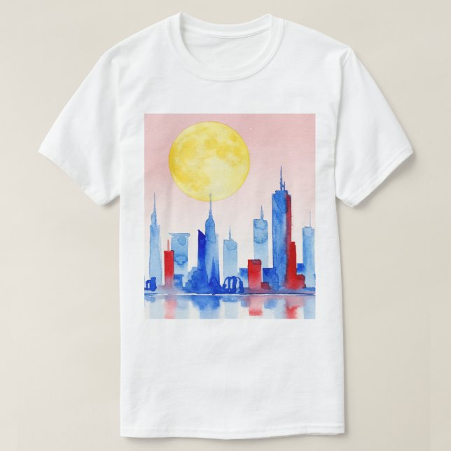 Camiseta Horizonte de uma cidade moderna (Frente do Design)