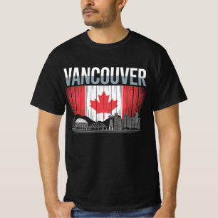 Camiseta Horizonte de Vancouver Canadá Bandeira e Montanh