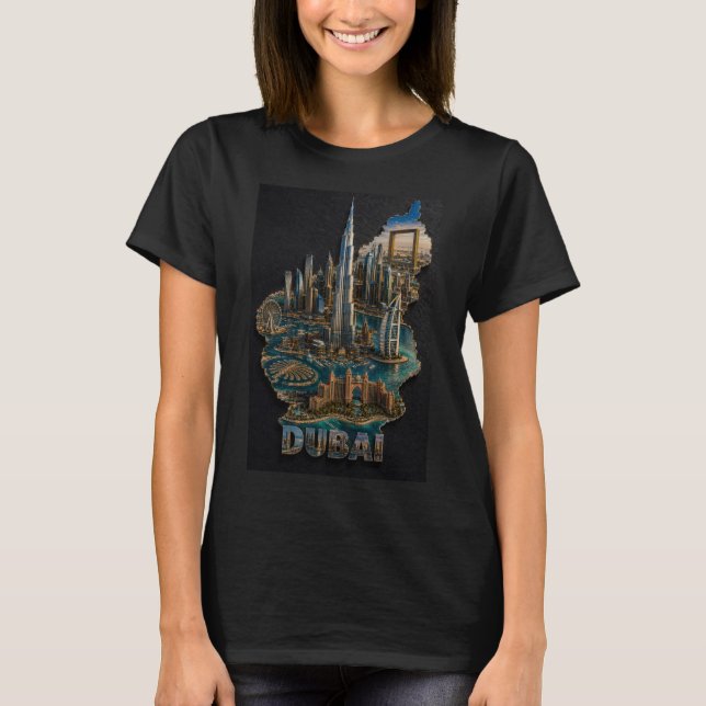 Camiseta Horizonte icônico de Dubai Arte 3D (Frente)