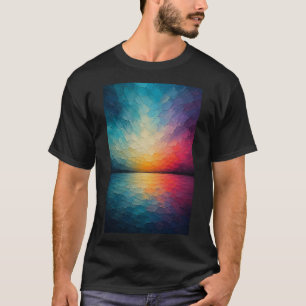 Camiseta Horizonte Radiante Reflexões Abstratas