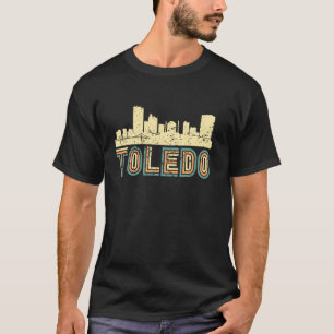Camiseta Horizonte Retro de Toledo Paisagem Urbana Vintage
