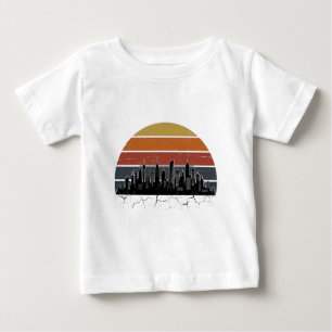 Camiseta Horizonte Urbano da Cidade dos Anos 80 Pôr do Sol