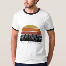 Horizonte Urbano da Cidade Retro Anos 80 Pôr do So