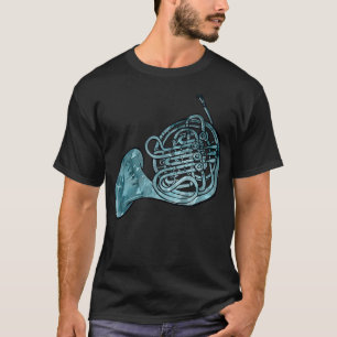 Camiseta Horn Art francês azul francês chifres de banda