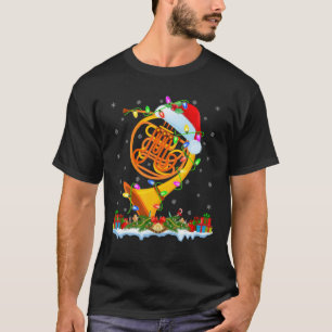 Camiseta Horn Lover Francês que Combina com Santa Hat Corn