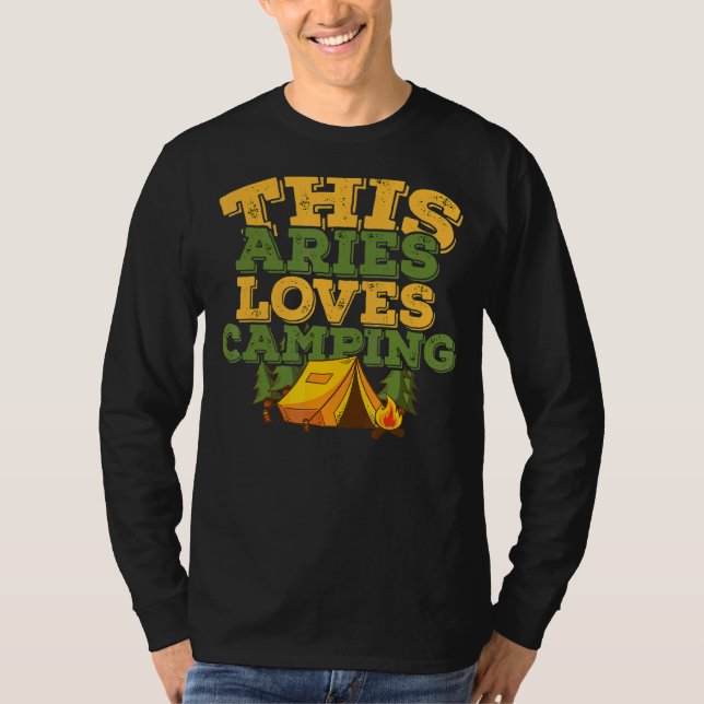 Camiseta Horoscópio Sinal Zodiac Aries ama acampamento (Frente)