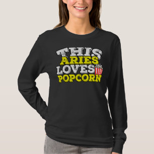 Camiseta Horoscópio Sinal Zodiac Aries ama pipoca