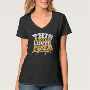 Camiseta Horoscópio Sinal Zodíaco Aries ama Pizza
