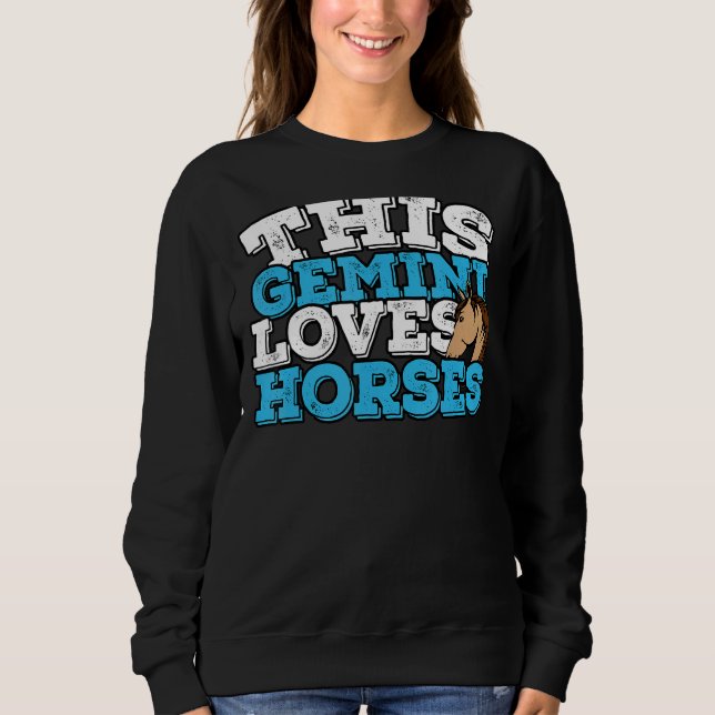 Camiseta Horoscópio Sinal Zodíaco Gemini ama Cavalos (Frente)